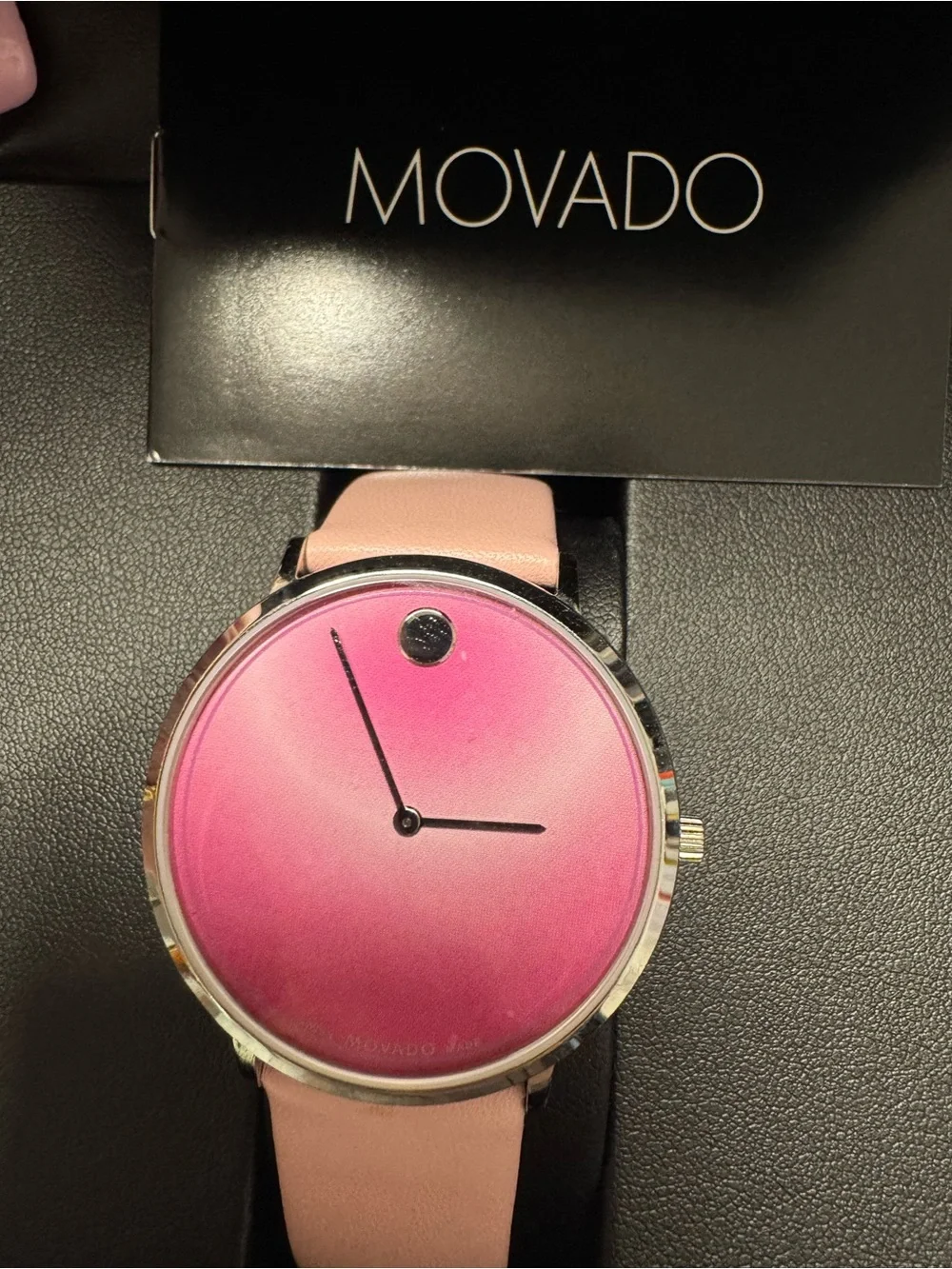Movado Modern 47 Pink Gradient Dial Watch with Pale Pink Leather Strap